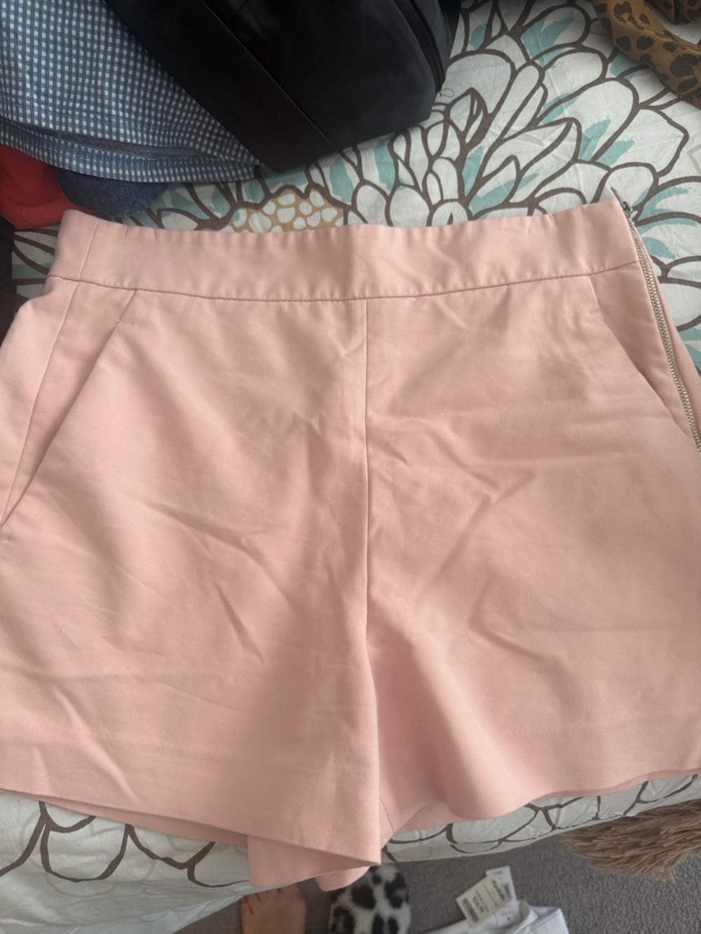 Zara Pale Pink High-Waist Tailored Women's Shorts
